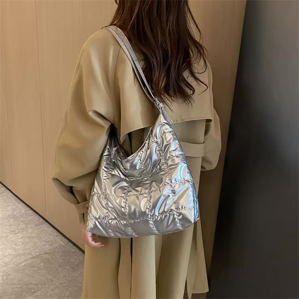 Metallic Quilted Detail Shoulder Bag