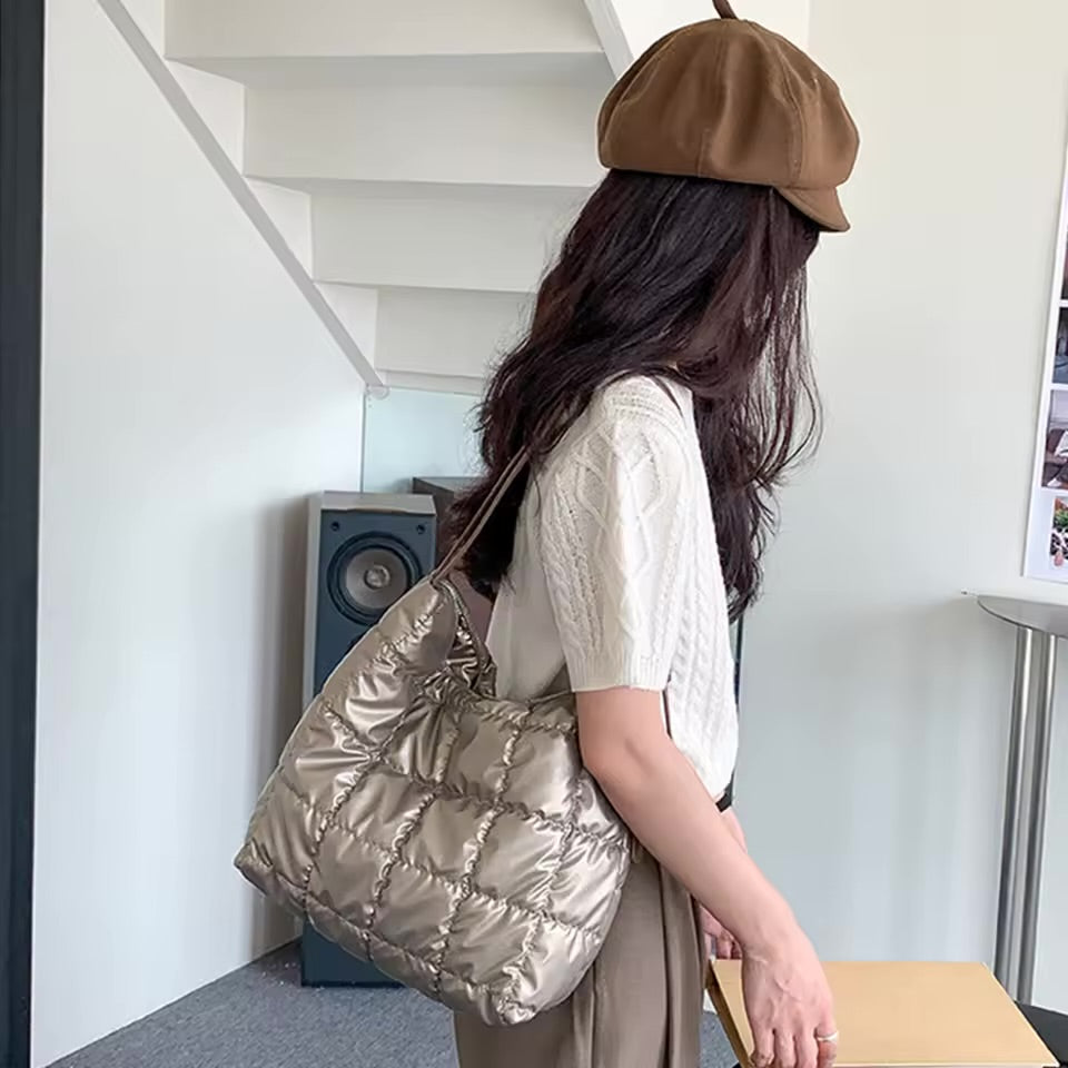 Metallic Quilted Detail Shoulder Bag