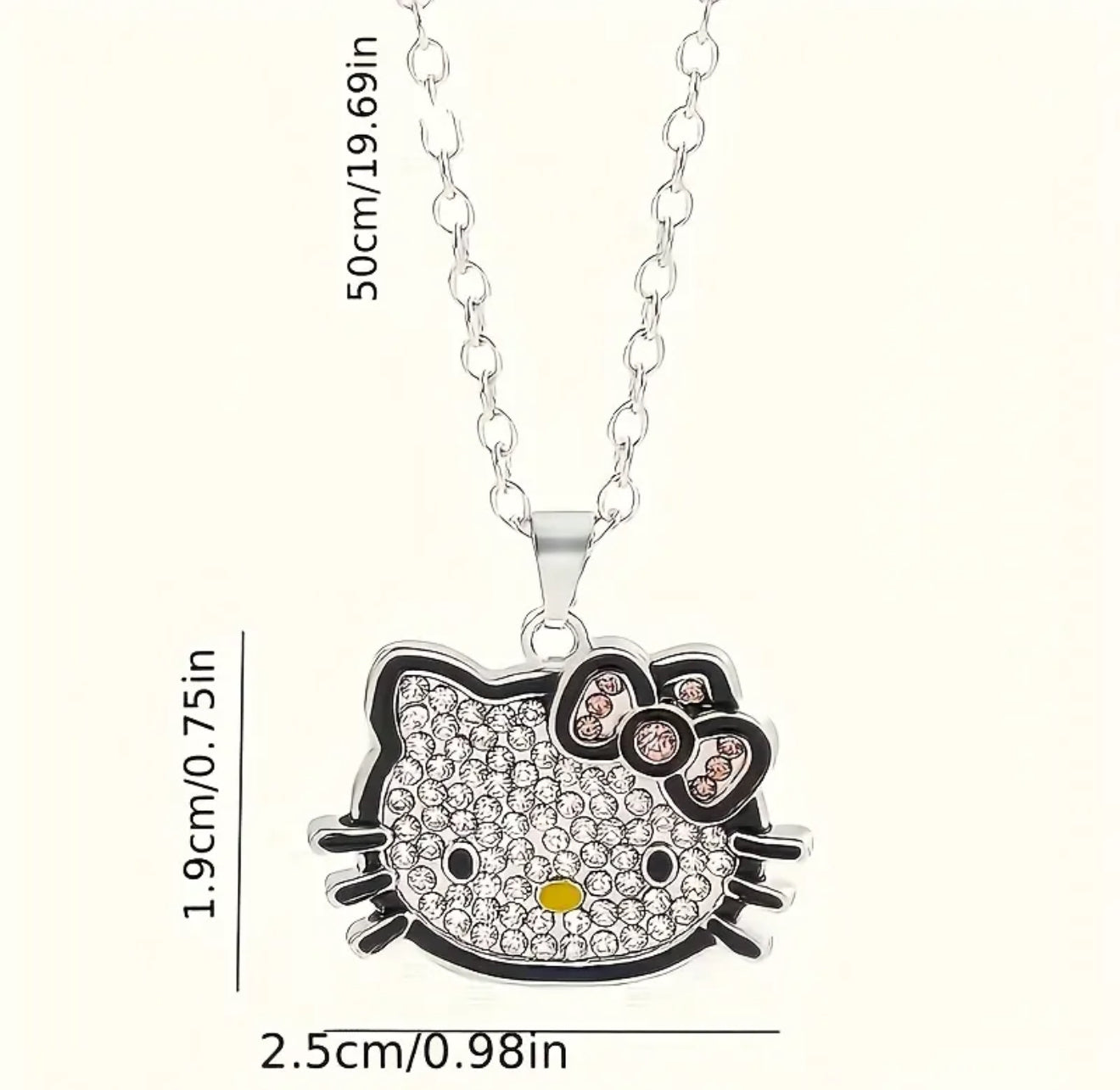 Crystal Hello Kitty Pendant Necklace – Rhinestone Glam Edition