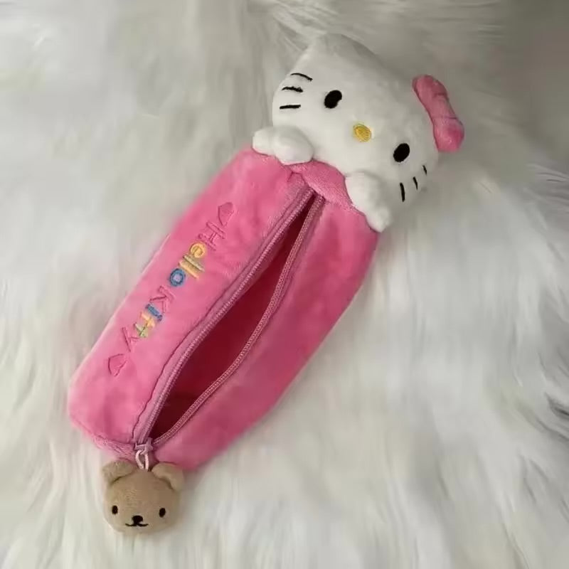 Hello Kitty Plush Pencil Pouch – Pink Bow Edition