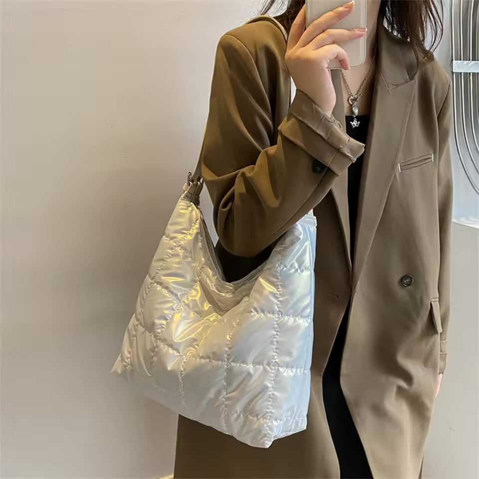 Metallic Quilted Detail Shoulder Bag