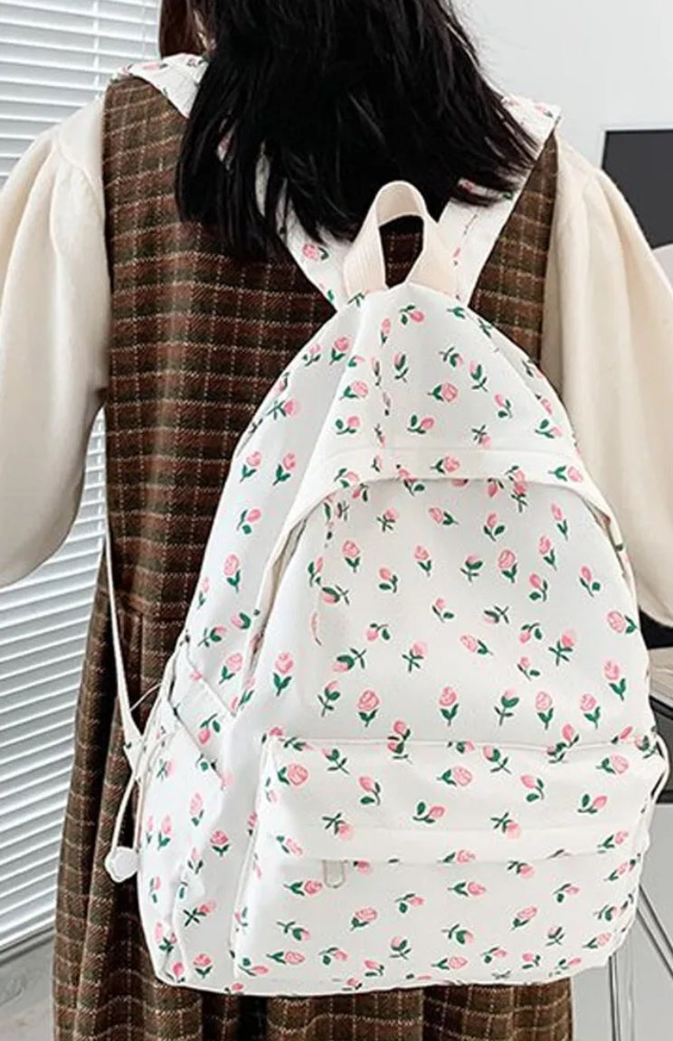 Aesthetic Korean Floral Backpack