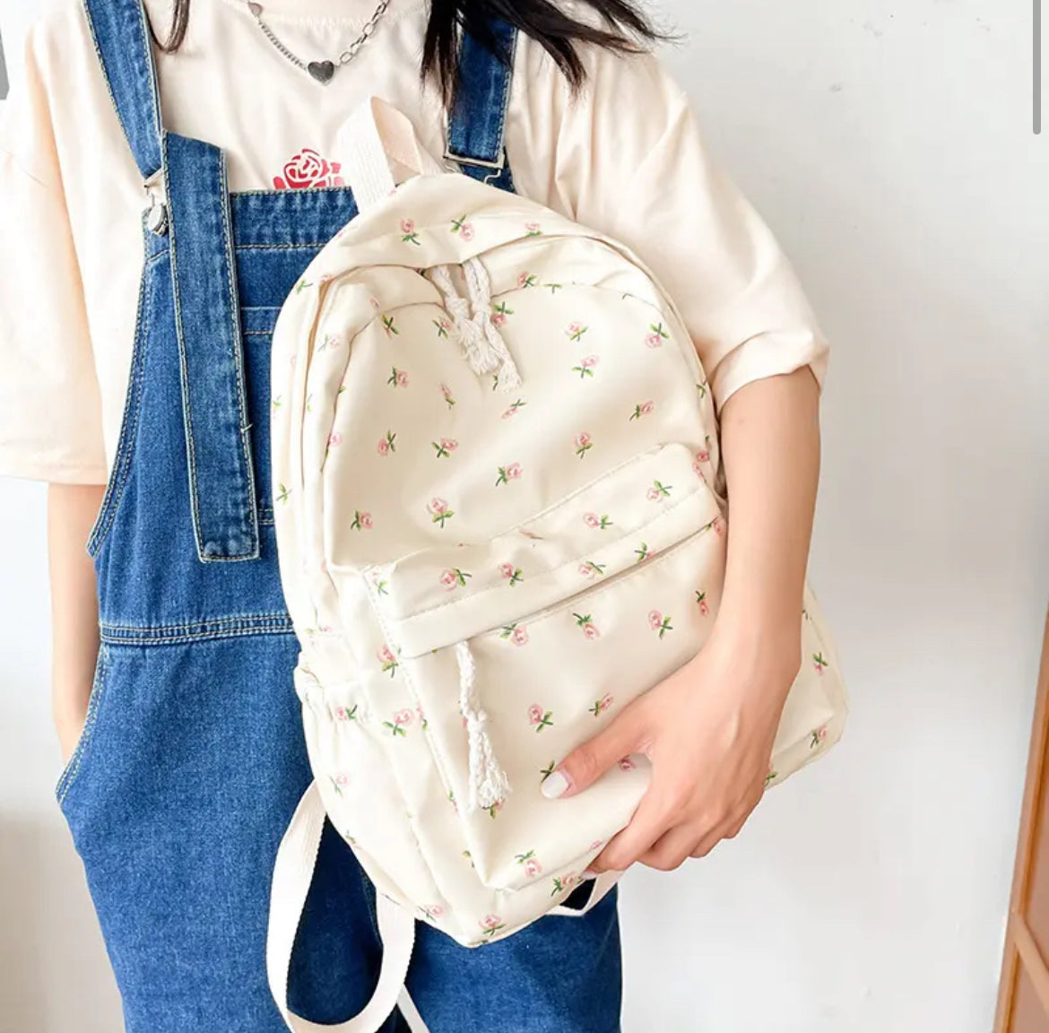 Aesthetic Korean Floral Backpack