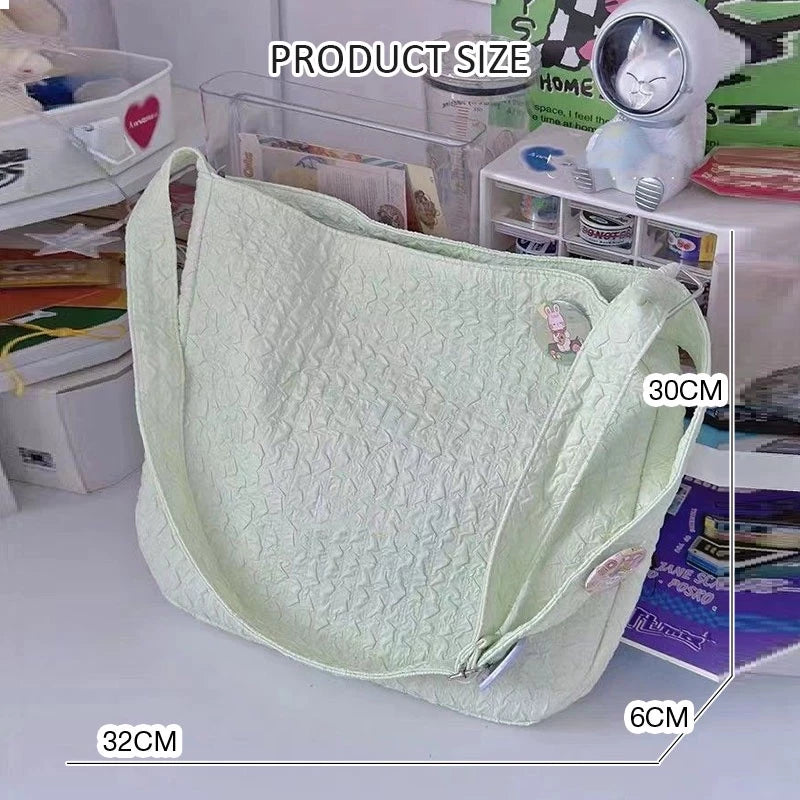 Soft Crossbody Bag With Large Capacity( badges & Plush Keychain included)