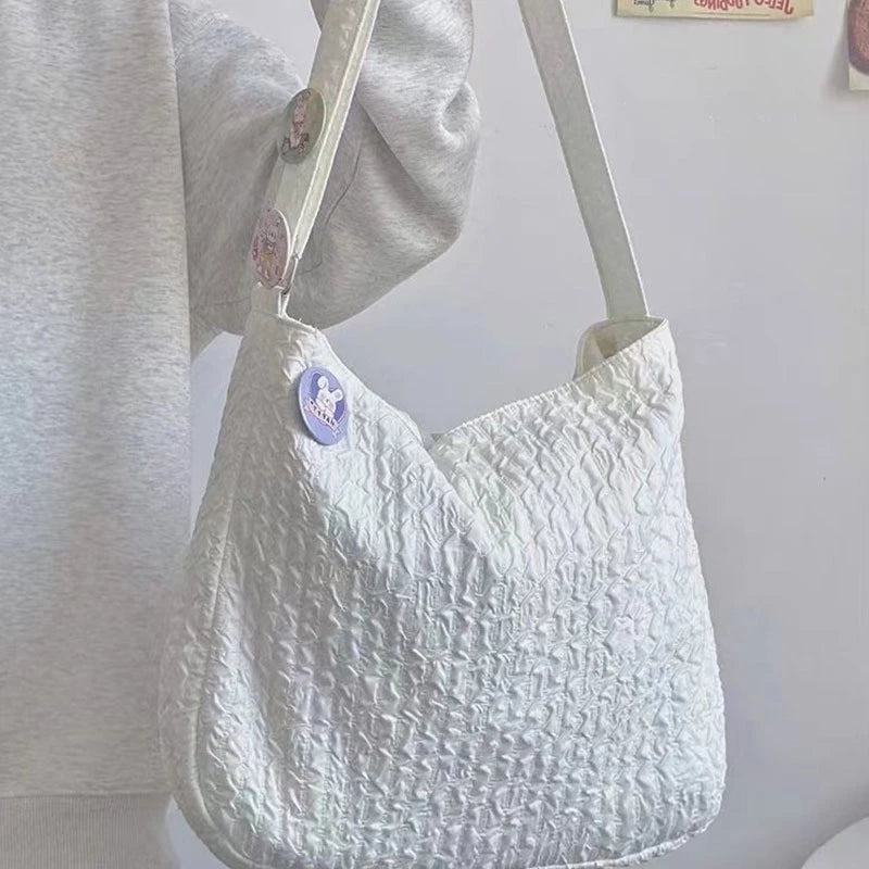 Soft Crossbody Bag With Large Capacity( badges & Plush Keychain included)