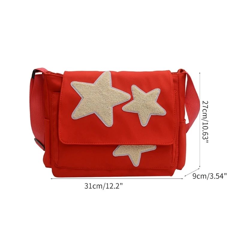 Korean Style Plush Star Patch Crossbody Bag