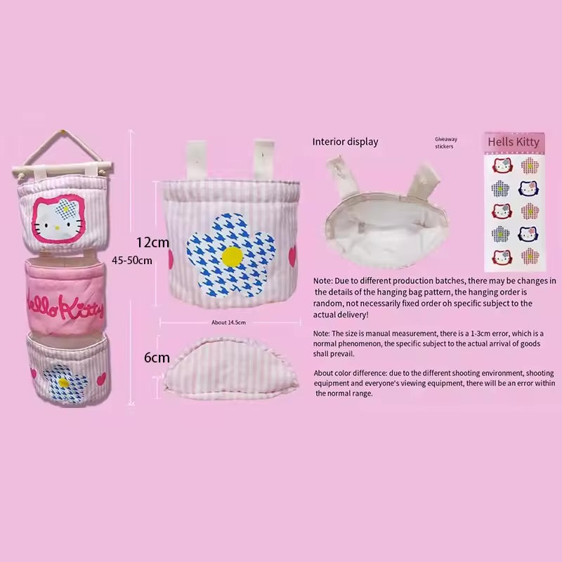 3Pcs Sanrio Hello Kitty Hanging Storage Bags