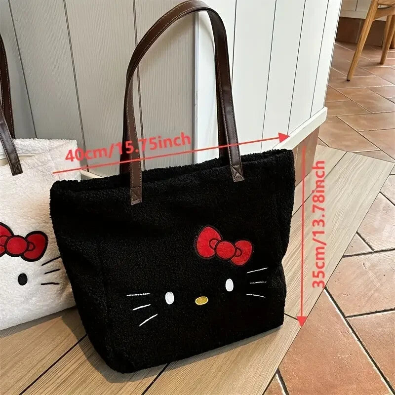 Hello Kitty Black/White Sherpa Plush Tote Bag