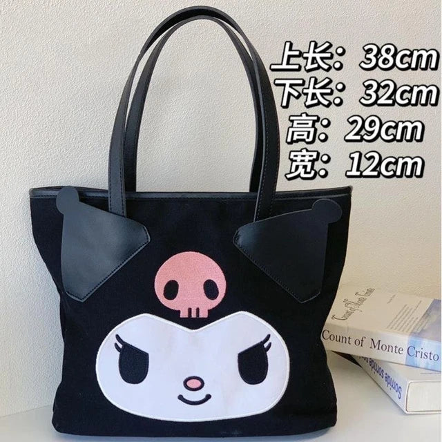 Sanrio Official Kuromi Tote bag with Kuromi Face Charm