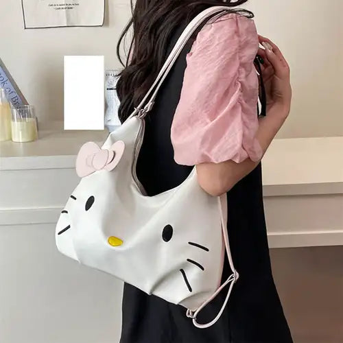 Sanrio Official Kitty Women Crossbody Bag & Backpack (white-pink)