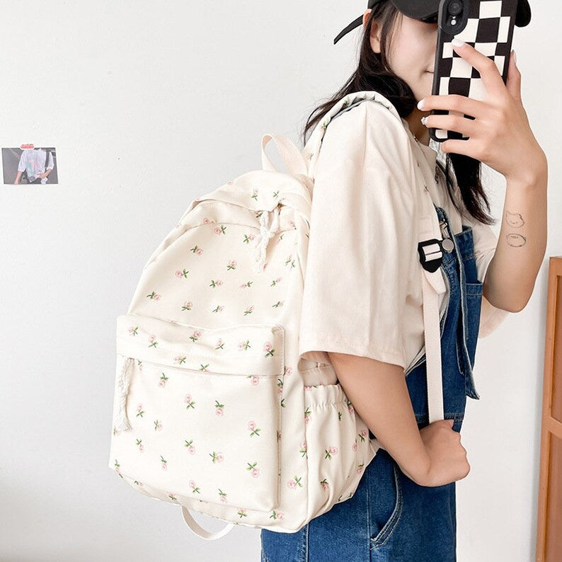 Aesthetic Korean Floral Backpack