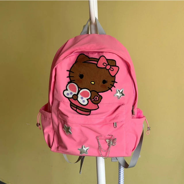 Sanrio HK Pink Silver Star Backpack with Butterfly Badge