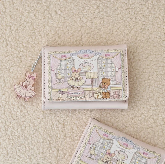 Kawaii Ballet Bear Wallet with Charm – Pastel Storybook Edition