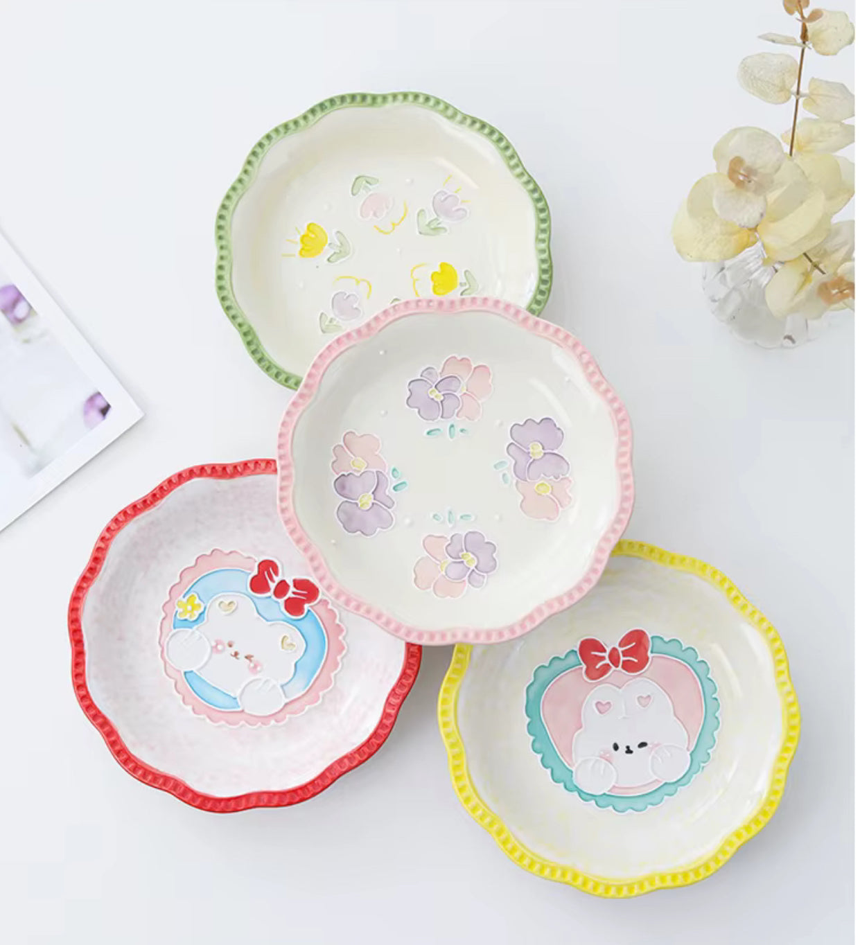 Kawaii Scallop Plate – Kitty & Blossom Edition