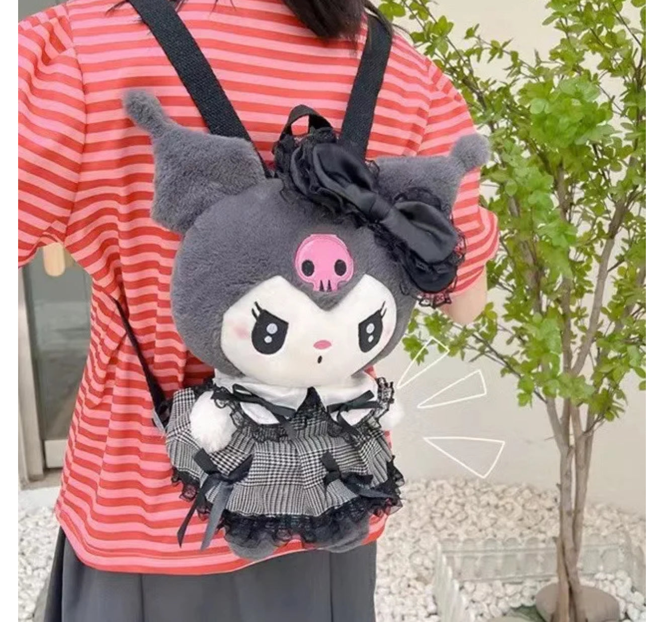 Gothic Lolita My Melody & Kuromi Plush Backpacks – Lace Bow Edition