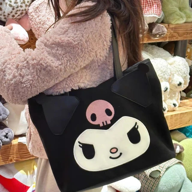 Sanrio Official Kuromi Tote bag with Kuromi Face Charm