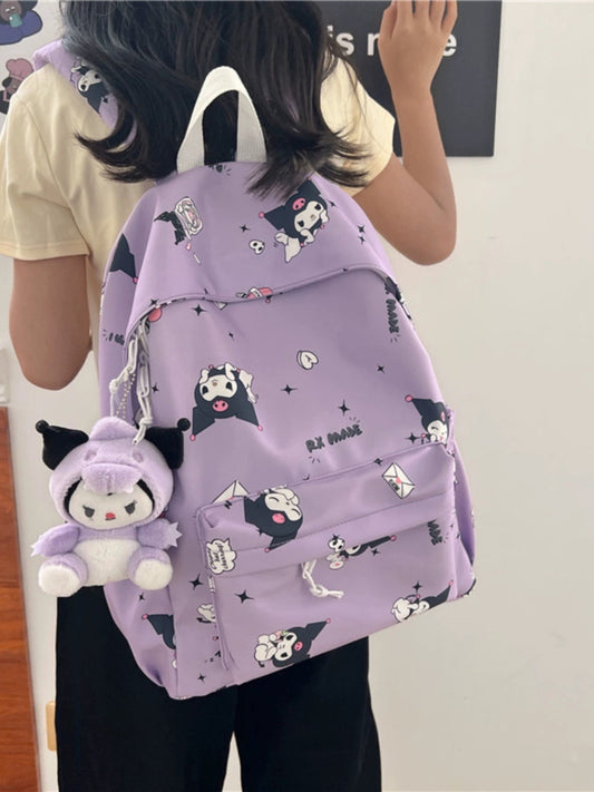 Kuromi Backpack With Plushie Keychain ( Keychain model will be sent according to availability)