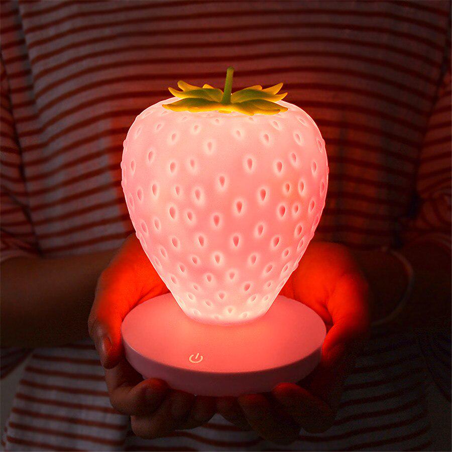 Kawaii Strawberry Silicone Night Light (with 3 shades of light)