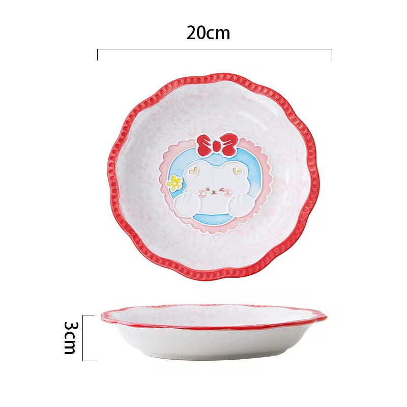 Kawaii Scallop Plate – Kitty & Blossom Edition