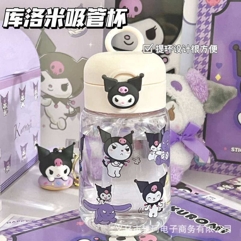 Sanrio 400 ML water bottle with straw + 3D doll