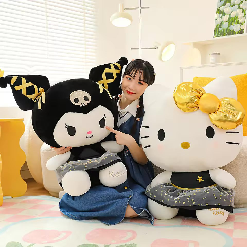 Kuromi & Hello Kitty Star Edition Plush Dolls – Luxe Gold Bow Series 80cm