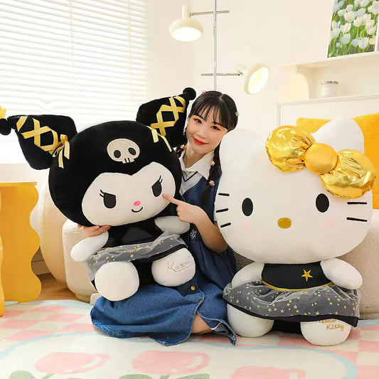 Kuromi & Hello Kitty Star Edition Plush Dolls – Luxe Gold Bow Series 80cm