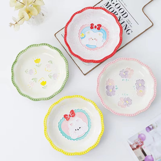 Kawaii Scallop Plate – Kitty & Blossom Edition