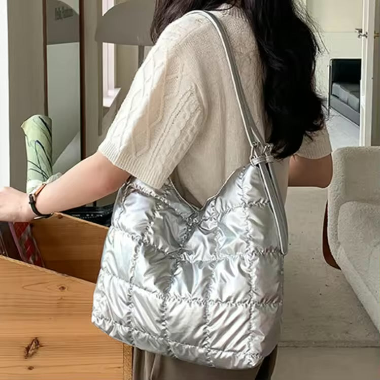 Metallic Quilted Detail Shoulder Bag