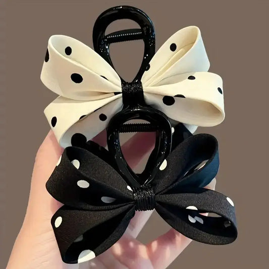 Polka Dot Bow Hair Claw Clip