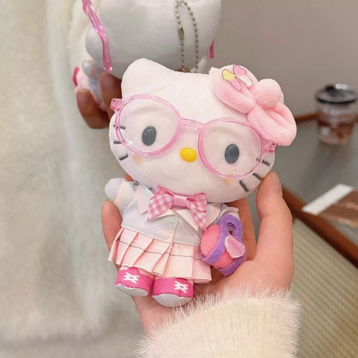 HelloKitty Official Pink Eyeglasses Plush Keychain