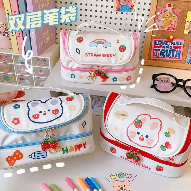 Kawaii jumbo pouch with stickers