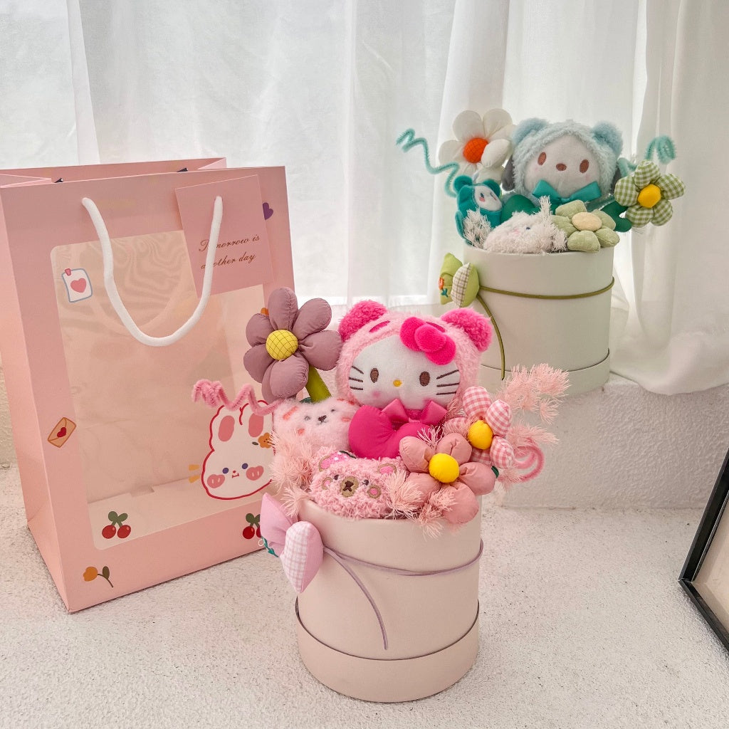 Sanrio Plush Bouquet Combo With Lights,Bag,Stickers,Card