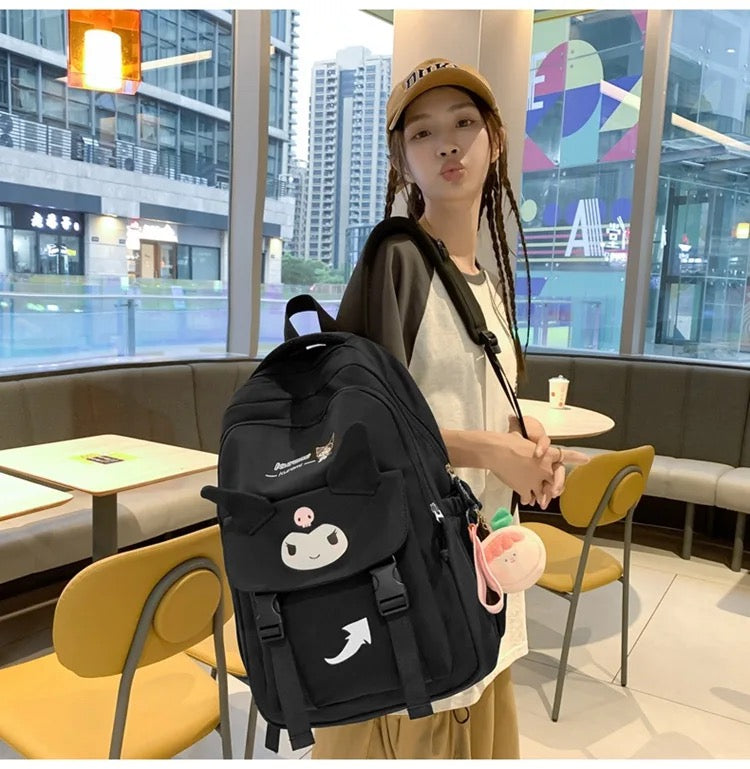 Kuromi Premium Backpack with Kuromi Plush  Keychain