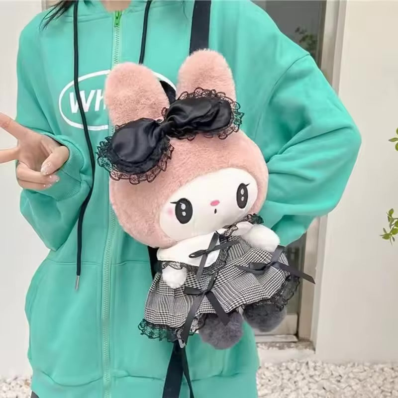 Gothic Lolita My Melody & Kuromi Plush Backpacks – Lace Bow Edition