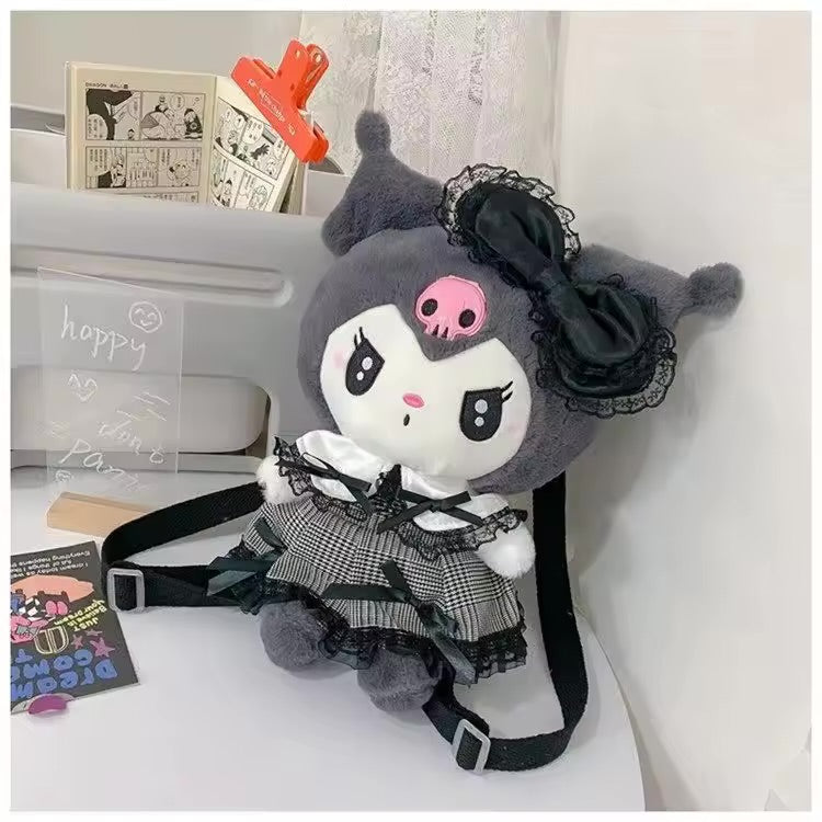 Gothic Lolita My Melody & Kuromi Plush Backpacks – Lace Bow Edition