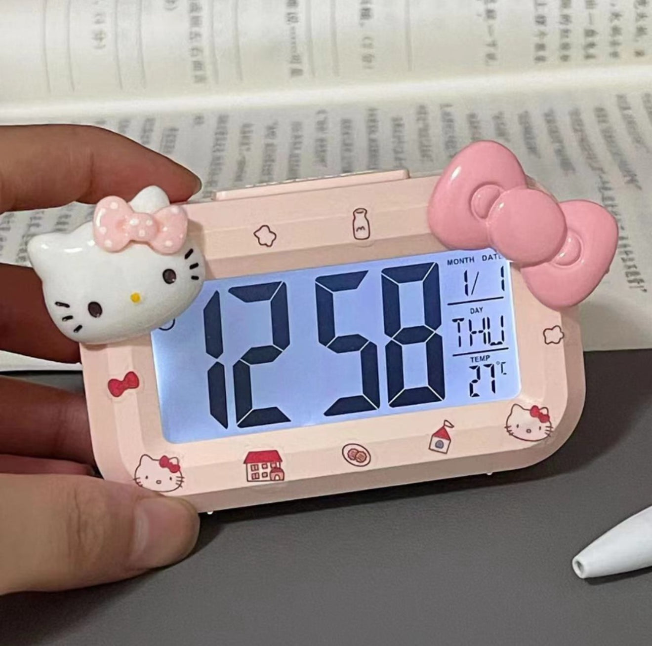 Hello Kitty Digital Alarm Clock – Pink Bow Edition