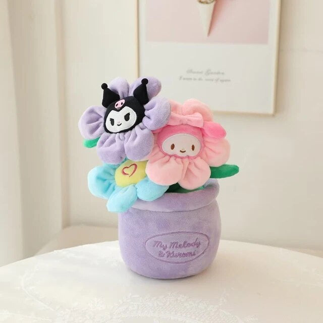 Sanrio Kuromi My Melody Potted Flower Plush Toy