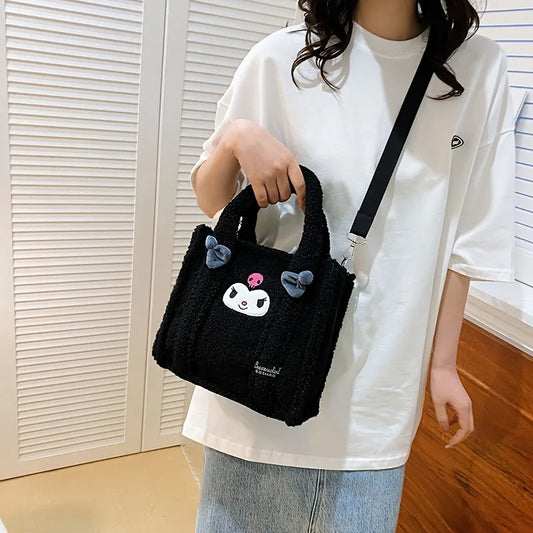 MINISO Sanrio Handbag- Plush Kuromi Cinnamoroll Pattern Satchel Bag