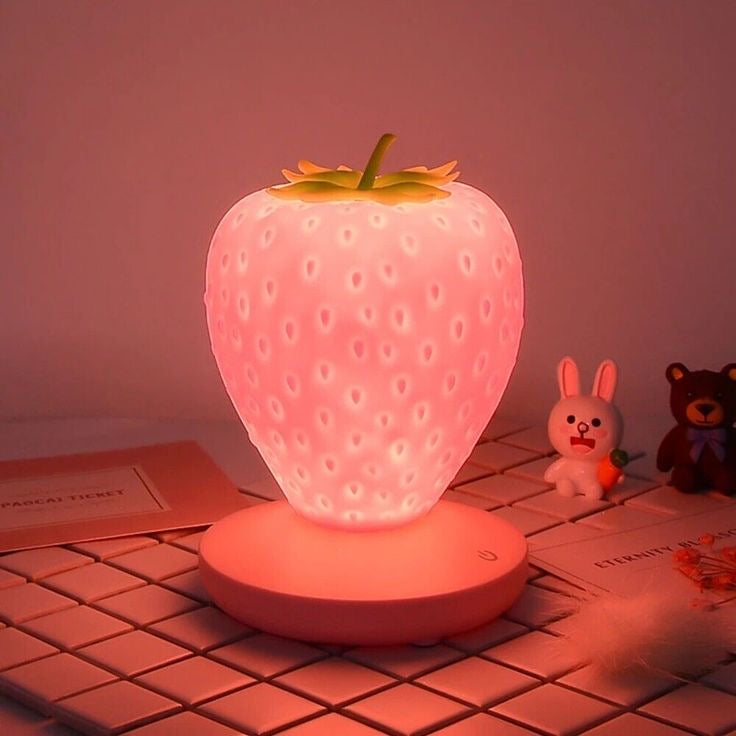 Kawaii Strawberry Silicone Night Light (with 3 shades of light)