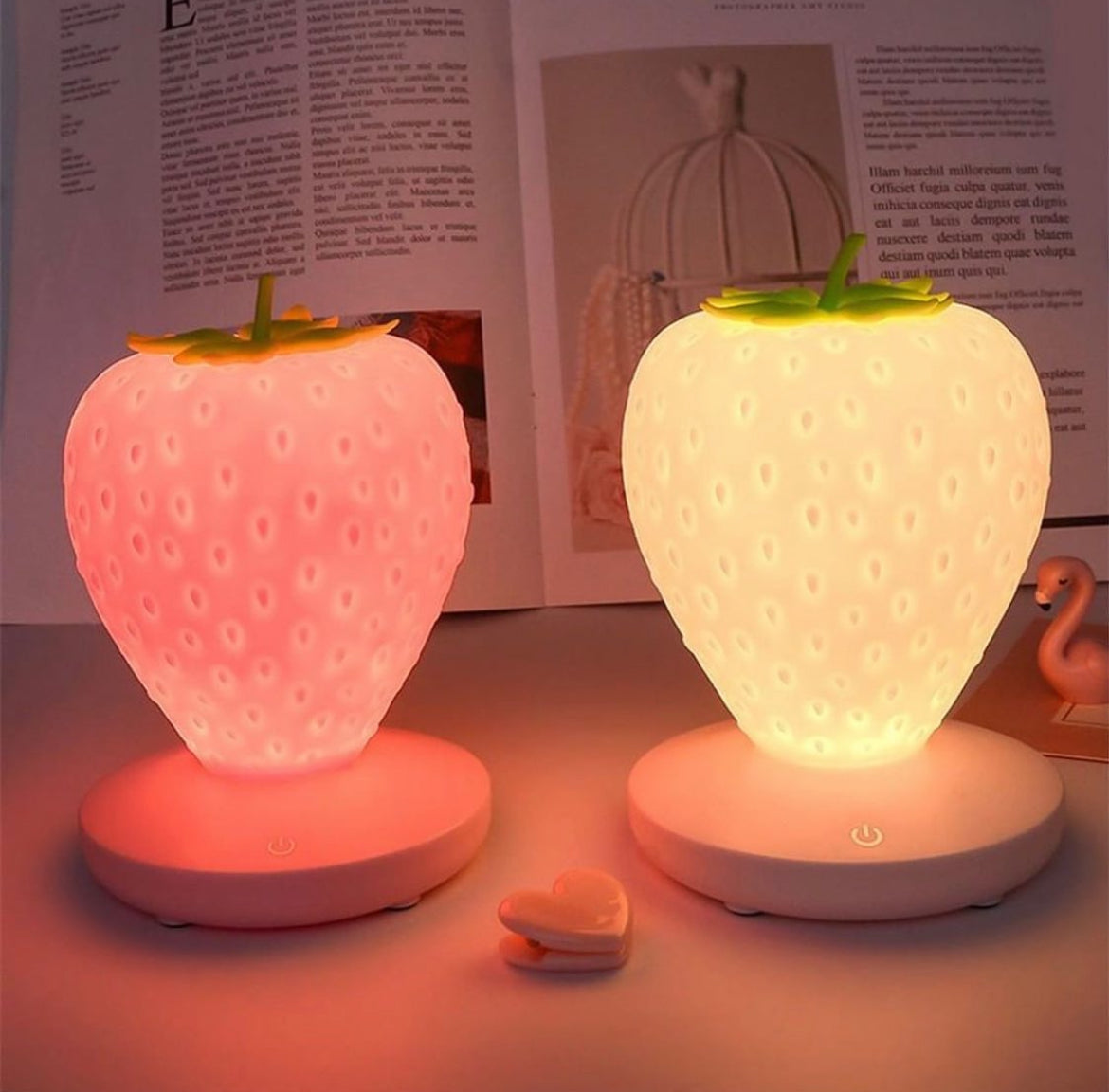 Kawaii Strawberry Silicone Night Light (with 3 shades of light)