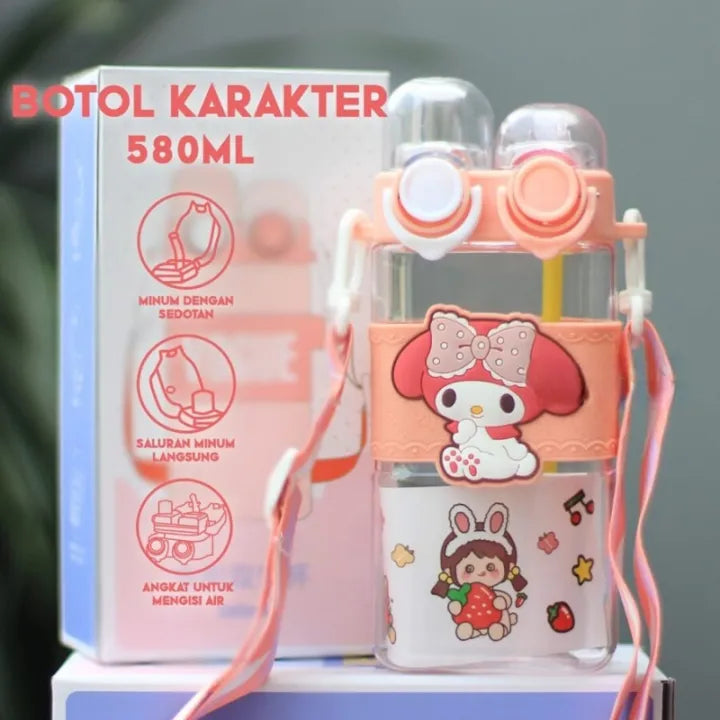 Sanrio Bottle w/ Strap and Character on Grip