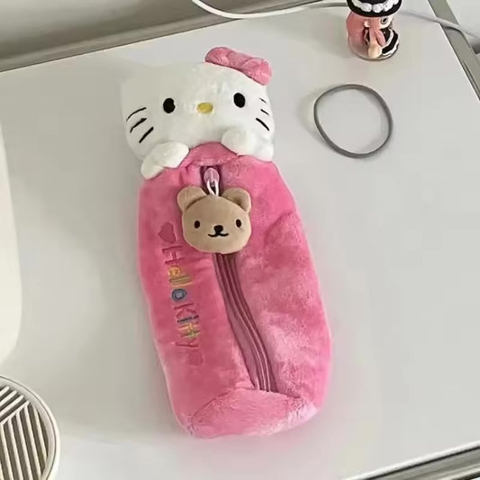 Hello Kitty Plush Pencil Pouch – Pink Bow Edition