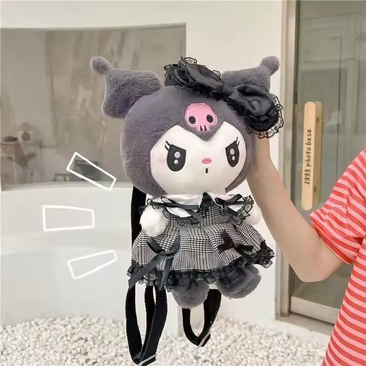Gothic Lolita My Melody & Kuromi Plush Backpacks – Lace Bow Edition