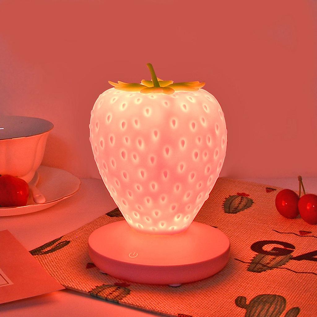 Kawaii Strawberry Silicone Night Light (with 3 shades of light)