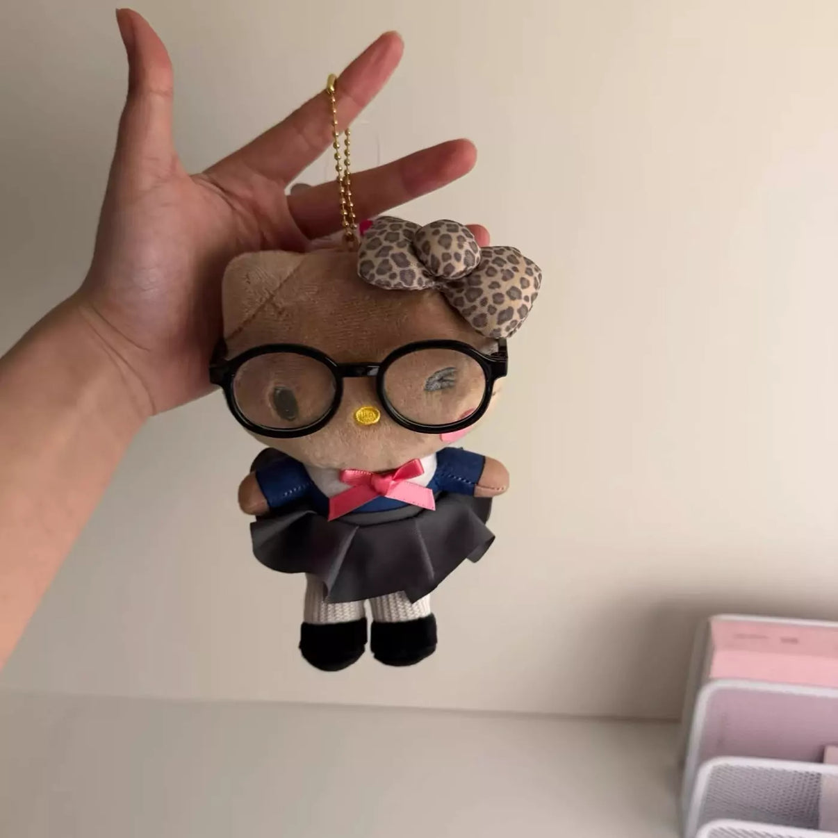 HelloKitty Official Pink Eyeglasses Plush Keychain