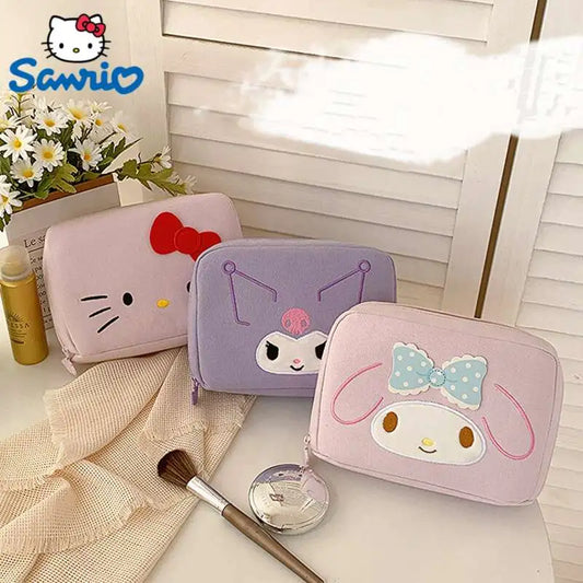 Sanrio Official Large Capacity Multi-Colored Pen/Makeup  Pouch - Perfect for Students & Office Supplies - Portable & Multi-Functional