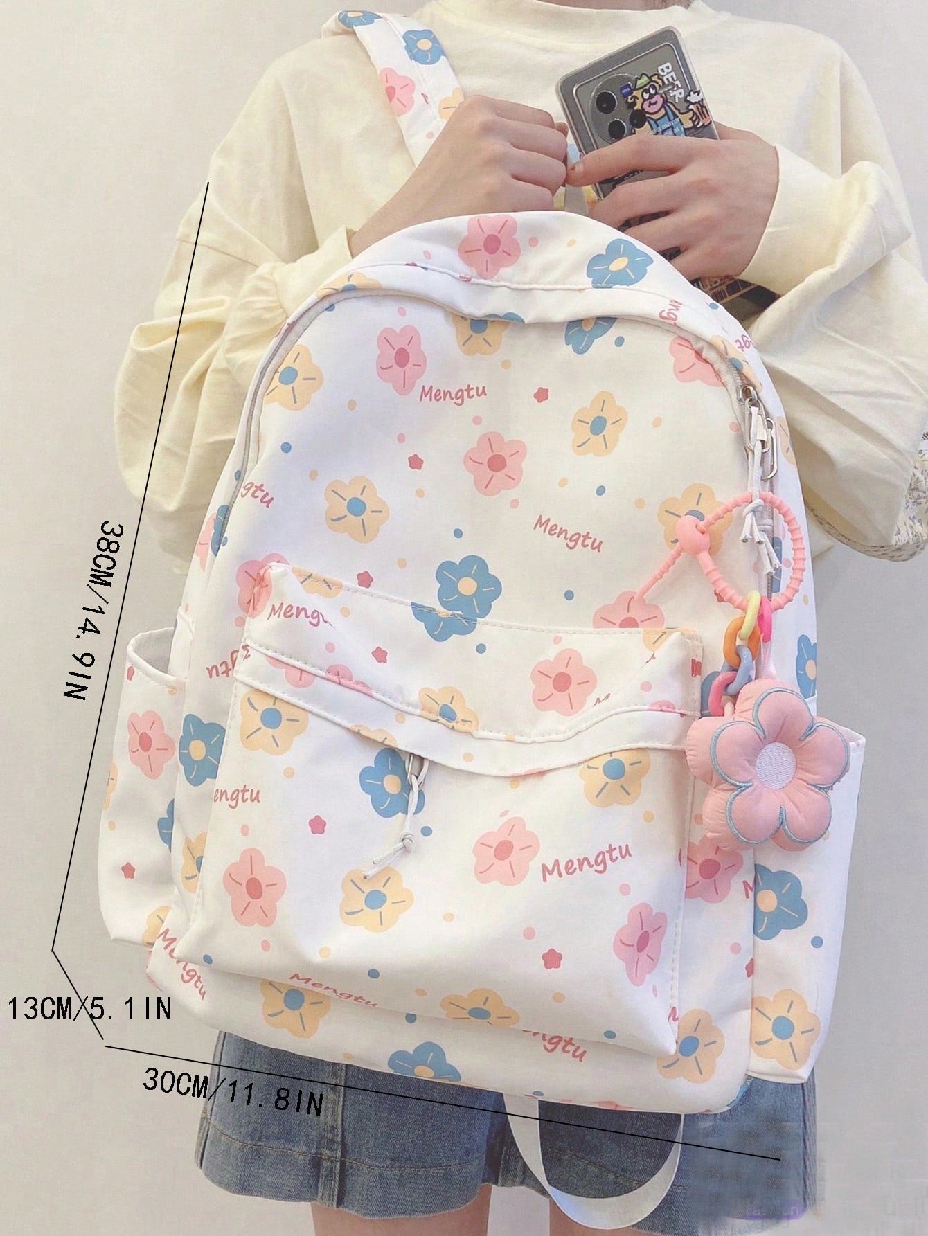 Korean Cute Backpack With Pendant