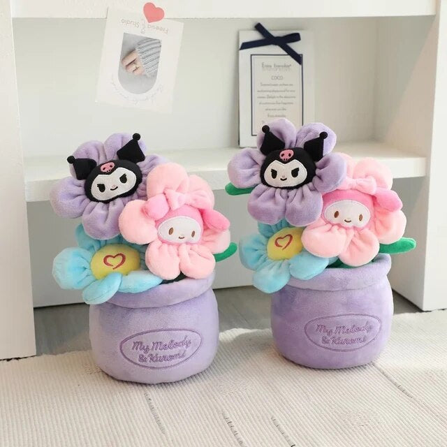 Sanrio Kuromi My Melody Potted Flower Plush Toy