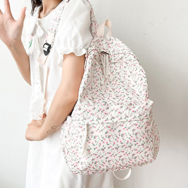 Aesthetic Korean Floral Backpack