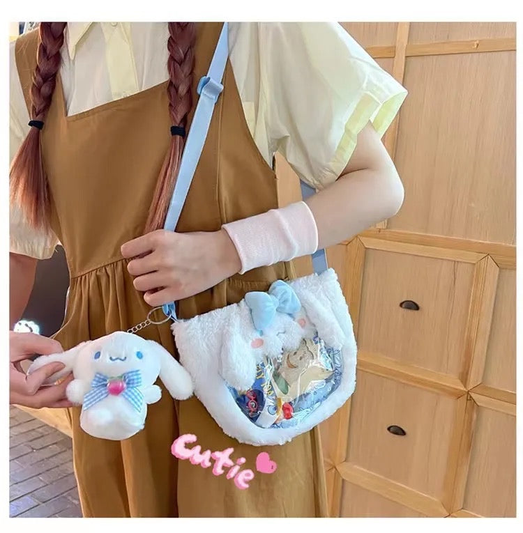 Sanrio Plush Mini Sling Bag with Plush Keychain